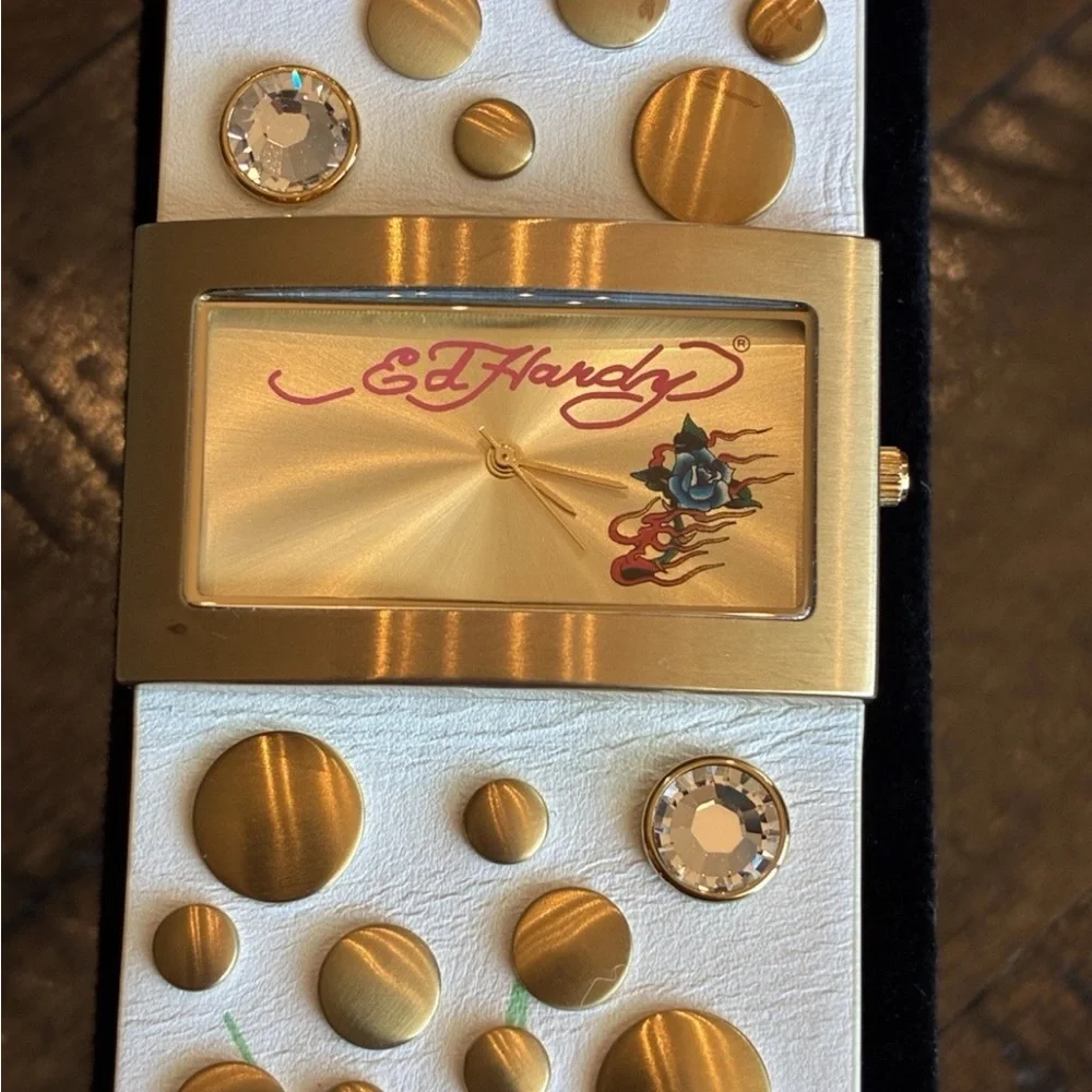 Ed Hardy Gold and White Smartwatch